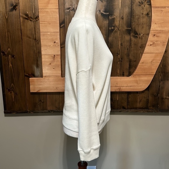 NWOT Madewell Waffle Knit Boxy Sweatshirt Tee in Antique Cream - Picture 4 of 7